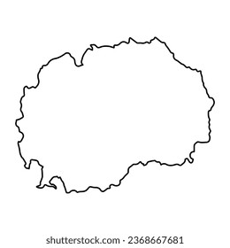 Vector Illustration of Outline Map of North Macedonia in black with Transparent background (PNG).