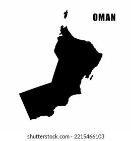 Vector illustration of outline map of Oman. High-detail border map. Silhouette of a country map isolated on a white background. Map for infographic and geographic information.