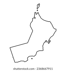 Vector Illustration of Outline Map of Oman in black with Transparent background (PNG).