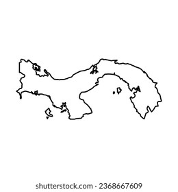 Vector Illustration of Outline Map of Panama in black with Transparent background (PNG).