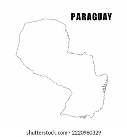 Vector illustration of outline map of Paraguay. High-detail border map. Silhouette of a country map isolated on a white background. Map for infographic and geographic information.