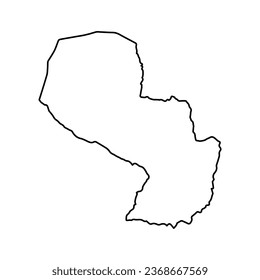 Vector Illustration of Outline Map of Paraguay in black with Transparent background (PNG).
