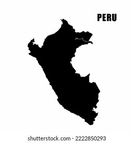 Ilustración vectorial del mapa esquemático del Perú. Mapa de borde de alto detalle. Silhouette de un mapa del país aislado en un fondo blanco. Mapa para información infográfica y geográfica.
