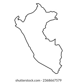 Vektorgrafik der Umrisskarte von Peru in schwarz mit transparentem Hintergrund (PNG).
