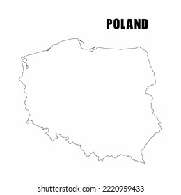 Ilustración vectorial del mapa esquemático de Polonia. Mapa de borde de alto detalle. Silhouette de un mapa del país aislado en un fondo blanco. Mapa para información infográfica y geográfica.