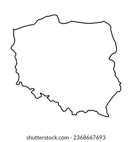 Vector Illustration of Outline Map of Poland in black with Transparent background (PNG).