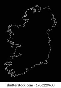 ilustración vectorial del mapa de esquema de la República de Irlanda sobre fondo negro