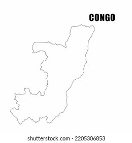 Vector illustration of outline map of Republic of the Congo. High-detail border map. Silhouette of a country map isolated on a white background. Map for infographic and geographic information.