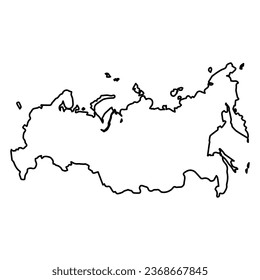 Vector Illustration of Outline Map of Russia in black with Transparent background (PNG).
