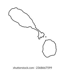 Vector Illustration of Outline Map of Saint Kitts and Nevis in black with Transparent background (PNG).