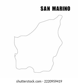 Vector illustration of outline map of San Marino. High-detail border map. Silhouette of a country map isolated on a white background. Map for infographic and geographic information.