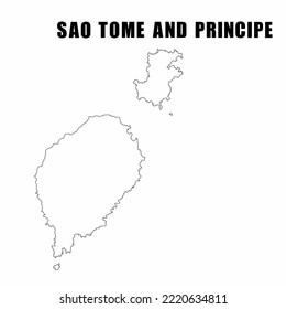 Vector illustration of outline map of Sao Tome and Principe. High-detail border map. Silhouette of a country map isolated on a white background. Map for infographic and geographic information.