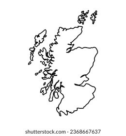 Vector Illustration of Outline Map of Scotland in black with Transparent background (PNG).