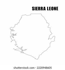 Vector illustration of outline map of Sierra Leone. High-detail border map. Silhouette of a country map isolated on a white background. Map for infographic and geographic information.