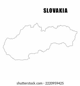 Vector illustration of outline map of Slovakia. High-detail border map. Silhouette of a country map isolated on a white background. Map for infographic and geographic information.