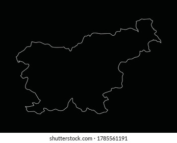 vector illustration of Outline Map of Slovenia on Black background