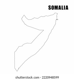 Vector illustration of outline map of Somalia. High-detail border map. Silhouette of a country map isolated on a white background. Map for infographic and geographic information.