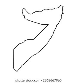 Vector Illustration of Outline Map of Somalia in black with Transparent background (PNG).