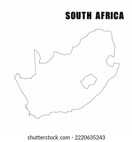Vector illustration of outline map of South africa. High-detail border map. Silhouette of a country map isolated on a white background. Map for infographic and geographic information.