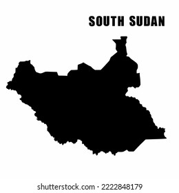 Vector illustration of outline map of South Sudan. High-detail border map. Silhouette of a country map isolated on a white background. Map for infographic and geographic information.