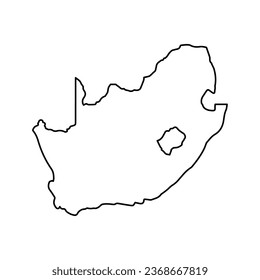 Vector Illustration of Outline Map of South Africa in black with Transparent background (PNG).