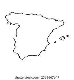 Vector Illustration of Outline Map of Spanish in black with Transparent background (PNG).