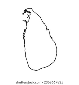 Vector Illustration of Outline Map of Sri Lanka in black with Transparent background (PNG).