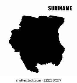 Ilustración vectorial del mapa esquemático de Suriname. Mapa de borde de alto detalle. Silhouette de un mapa del país aislado en un fondo blanco. Mapa para información infográfica y geográfica.