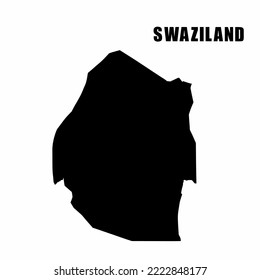 Vektorgrafik der Umrisskarte von Swasiland oder Eswatini. Detaillierte Grenzkarte. Silhouette einer Landkarte einzeln auf weißem Hintergrund. Karte für Infografiken und geografische Informationen.