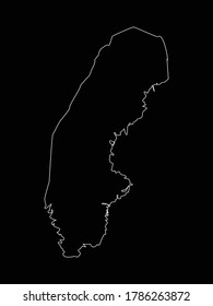 ilustración vectorial del mapa de esquema de Suecia sobre fondo negro