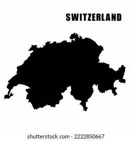Vector illustration of outline map of Switzerland. High-detail border map. Silhouette of a country map isolated on a white background. Map for infographic and geographic information.