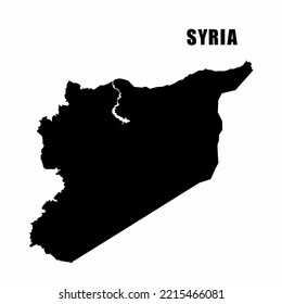 Vector illustration of outline map of Syria. High-detail border map. Silhouette of a country map isolated on a white background. Map for infographic and geographic information.