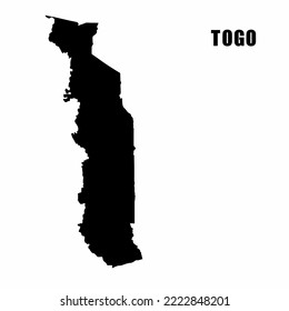 Vector illustration of outline map of Togo. High-detail border map. Silhouette of a country map isolated on a white background. Map for infographic and geographic information.