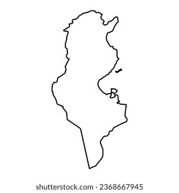 Ilustración vectorial del mapa esquemático de Túnez en negro con fondo transparente (PNG).