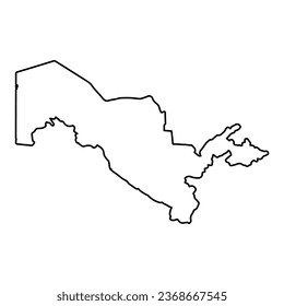 Vector Illustration of Outline Map of Uzbekistan in black with Transparent background (PNG).