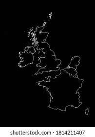vector illustration of Outline map of West Europe countries on black background