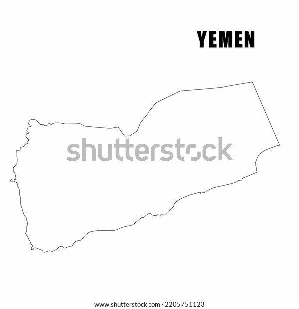 Vector Illustration Outline Map Yemen Highdetail Stock Vector Royalty Free 2205751123 
