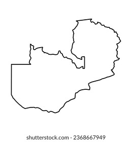 Vector Illustration of Outline Map of Zambia in black with Transparent background (PNG).