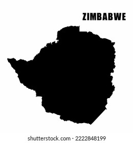 Vector illustration of outline map of Zimbabwe. High-detail border map. Silhouette of a country map isolated on a white background. Map for infographic and geographic information.