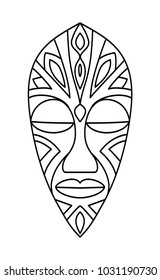 vector, illustration, outline, mask, africa, shaman, sorcerer, face, design element
