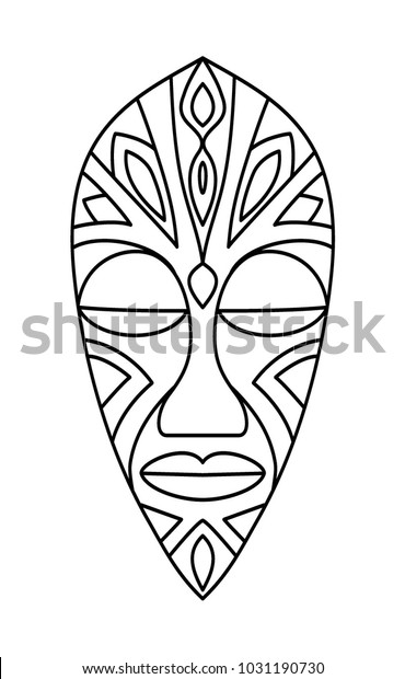 Vector Illustration Outline Mask Africa Shaman Stock Vector (Royalty ...