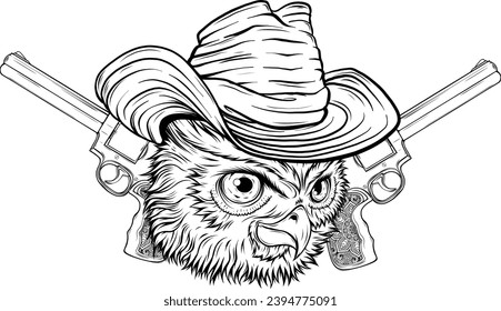 vector illustration of outline Owl head