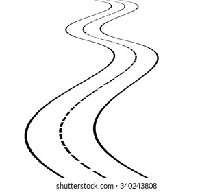 Vector illustration of outline of perspective of curved road