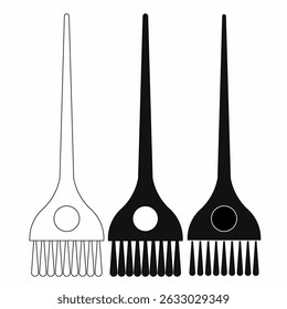 Contorno de ilustração vetorial, silhueta de pincel de tintura de cabelo ou pincel de tonalidade em estilo preto e branco. Ideal para salão de cabeleireiro, ferramentas de beleza, logotipo, símbolo, ícone, ativos de design de moda.