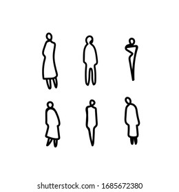 Vector illustration, Outline silhouettes of people, Contour drawing, Icon 