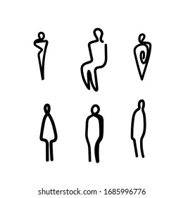 Vector Illustration Outline Silhouettes People Contour Stock Vector Royalty Free