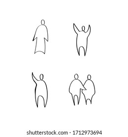 Vector illustration, Outline silhouettes of people, Contour drawing, Icon, architecture sketch people