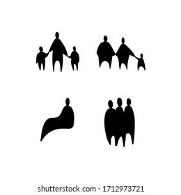 Vector illustration, Outline silhouettes of people, Contour drawing, Icon, architecture sketch people