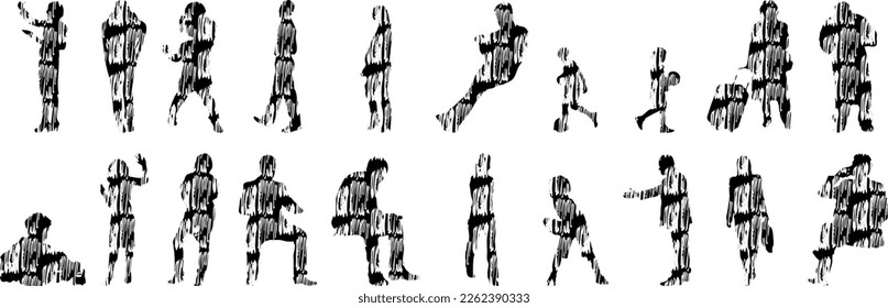 Vector illustration, Outline silhouettes of people, Contour drawing, people silhouette, Icon Set Isolated , Silhouette of sitting people, Architectural set	