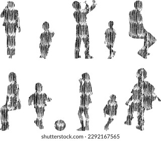 Vector illustration, Outline silhouettes of people, Contour drawing, people silhouette, Icon Set Isolated , Silhouette of sitting people, Architectural set	
